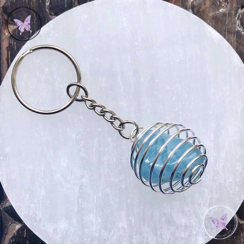 Aquamarine Tumble Stone Keychain